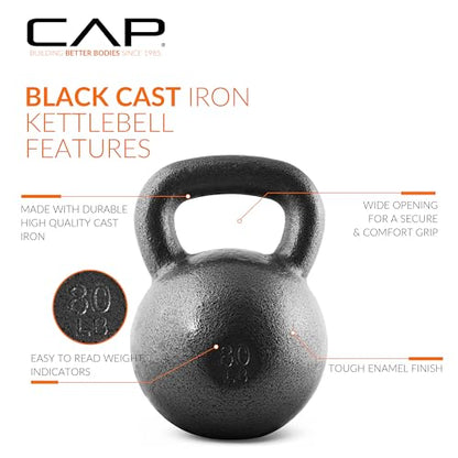 CAP Barbell Cast Iron Kettlebell - Singles and Sets, Multiple Weight Choices - size: 80 pounds