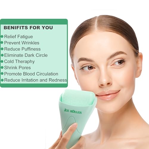 2 Pack Ice Roller for Face and Body Massage, Facial Roller Skin Care Tool for Reduce Wrinkles and Puffiness, Migraine Pain Relief and Skin Tighten, Cold Therapy for Cooling and Calming.(Pink+Green) - color: Green+pink