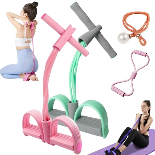 21 Fitness Resistance Bands-4 Tube Pedal Ankle Puller - color: Q