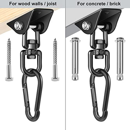 Porch Swing Hanging Kit, 360°Rotating 1200 lb Capacity Hanger for Porch Swing, Hammocks, Swing Chair (2 Pack)