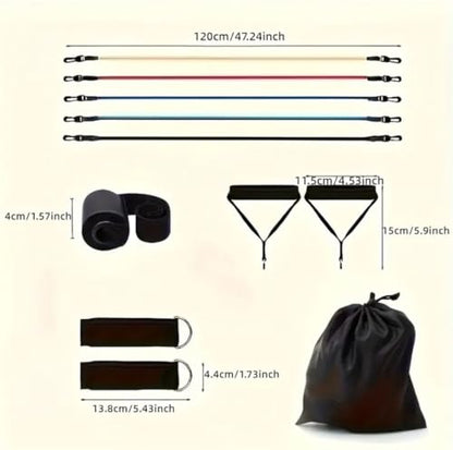 Resistance Bands Set with Handles, 5 Stackable Exercise Bands for Working Out, Home Gym Equipment with Door Anchor, Ankle Straps & Carrying Case for Strength Training, Physical Therapy & Fitness.