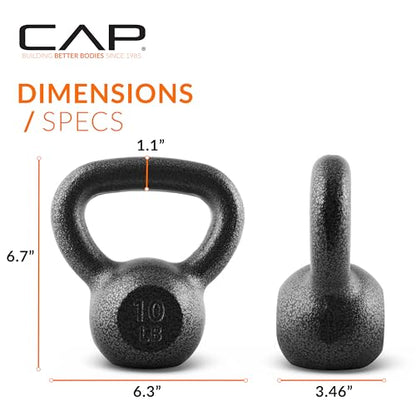 CAP Barbell Cast Iron Kettlebell - Singles and Sets, Multiple Weight Choices - size: 10.0 Pounds
