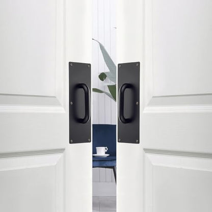 Sumnacon 1 Set 12 Inch Stainess Steel Door Handles - Sturdy Door Pull Push Plates with Screws,Solid Pull Push Handles for Home Office Public,Black - color: Black