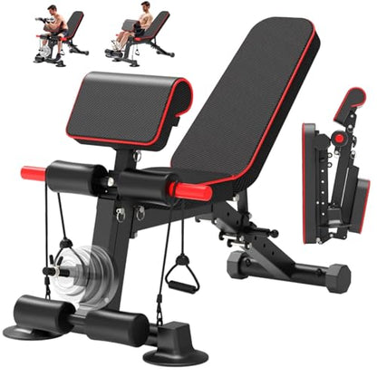 K KiNGKANG Adjustable Weight Bench,1050 lbs Foldable Workout Bench with 8 Back Positions, Incline Decline Flat Exercise Bench for Home Gym Full Body Strength Training