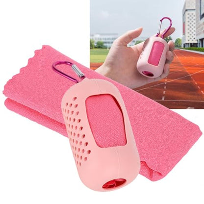 Microfiber Cooling Towel with Silicone Case Breathable and Absorbent Quick-Dry Sport Towel for Gym, Running & Travel(Pink) - color: Pink