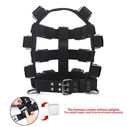 Weighted Tactical Dog Vest, No Pull Harness Symmetric Weight Pockets for Muscle & Weight Loss, Fit Pitbull GSD Husky, Heavy Nylon Service Harness Black - size: Dog's Waist 19.5"-24.5" | VEST ONLY