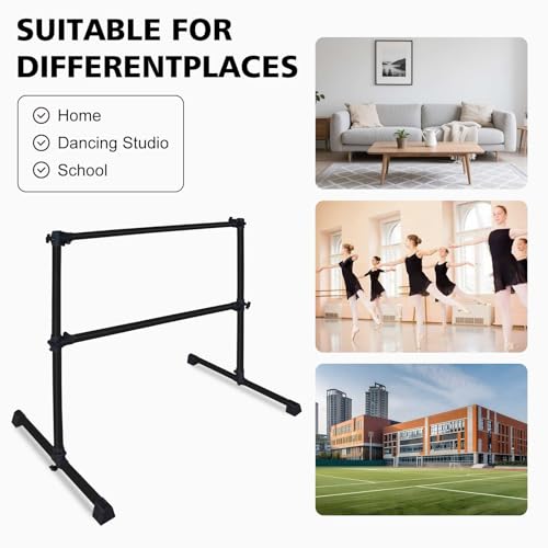 4FT Freestanding Ballet Barre,Adjustable Height 6.7–46", Portable Double Dance Bar for Home Ballet Training,Stretching, Pilates,Kids & Adults – Non-Slip, Easy Assembly & Storage - color: Black + Steel