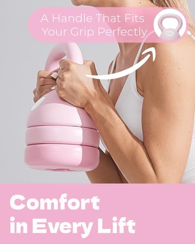 Adjustable Kettlebell | 5 lb - 12 lb | Kettlebell Weights Set for Home Gym | Full-Body Workouts, Strength Training, Weight Loss | Fabric Booty Band | Beginners & Women - color: Pink