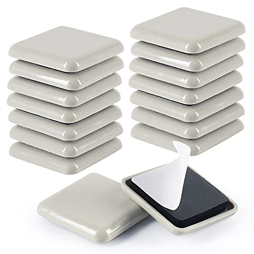 Stick Furniture Sliders, 40mm 16pcs Furniture Glides for Easy Moving on Carpet Hardwood (Beige) - color: Beige, size: Square