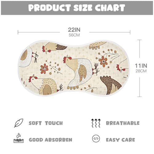 Netural Hens Muslin Burp Cloths 1 Pack - Extra Large 22"x11", 4-Layer Soft Absorbent Cotton, Waterproof Backing, Baby Drool Rags for Newborn