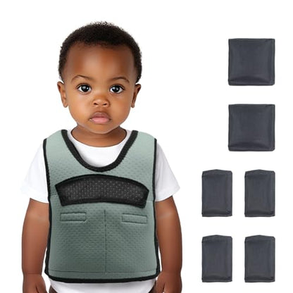 Weighted Vest for Kids Including 6 Removable Weight, (X-Small, Ages 1 to 3) - color: Grey, size: Extra Small
