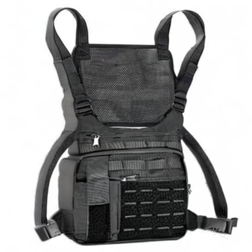 KINGSLONG Running Chest Pack, EDC Travel Pack for Hiking (B-Black)