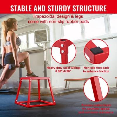 Happybuy 12/18/24/30 Inch Plyometric Jump Box Set, Anti-Slip Fitness Agility Step, Strength Training, Conditioning, Home Gym, Red