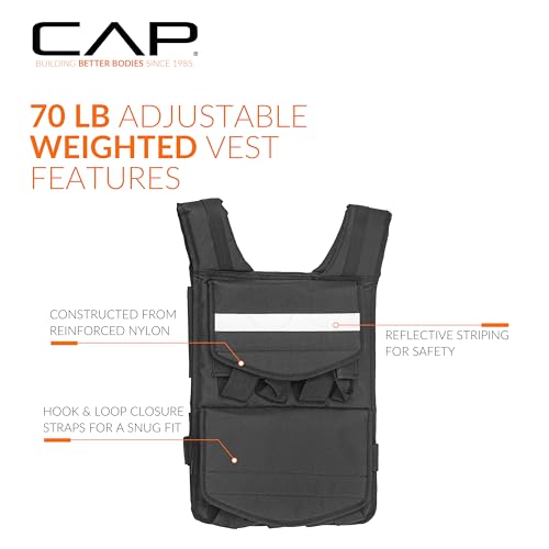 CAP Adjustable Weighted Vest 20–150 lbs for Strength Training, Running & Workouts, Weight Vest for Men & Women, Fitness Training Vest - style: 70lbs