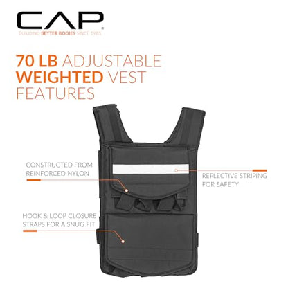 CAP Adjustable Weighted Vest 20–150 lbs for Strength Training, Running & Workouts, Weight Vest for Men & Women, Fitness Training Vest - style: 70lbs
