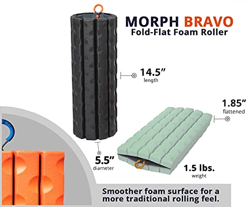 Brazyn Morph Foam Roller: Collapsible Travel Foam Roller for Back Pain Relief, Workout Muscle Recovery, Back Massager, Deep Tissue Leg Massage, Back Cracker (Sage, Traditional)