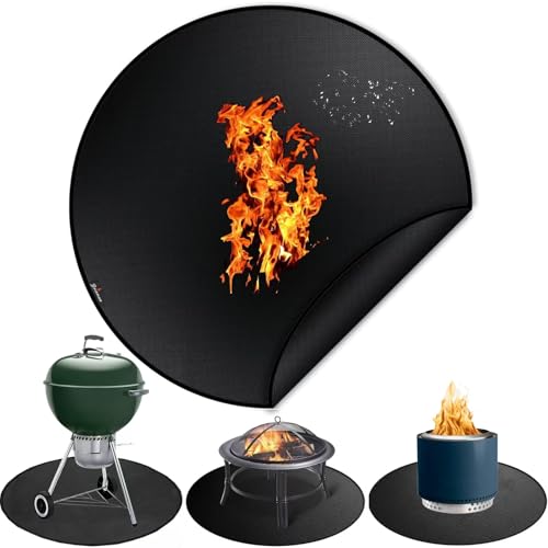 40" Fire Pit Mat for Solo Stove Bonfire, Round Fireproof Firpit Mats under Fire Pit,Camping Stove Mat for Solo Stove Accessories,under Grill Mat for Outdoor Grill,Deck Patio Protector BBQ Mat,Portable - size: Round 39.5 inch fireproof fire pit mat