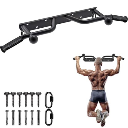 SELEWARE Heavy Duty Welded Pull Up Bar Wall/Joist/Ceiling Mount Chin Up Bar - color: C2: Black Wall Mount Pull Up Bar