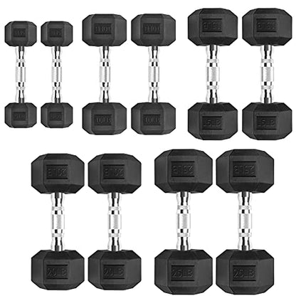 Hex Dumbbells Rubber Coated Cast Iron Hex Black Dumbbell Free Weights for Exercises - style: 150LB Hex Dumbbell Set with Rack