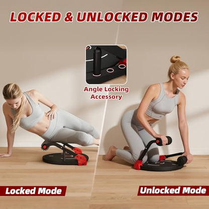 Ab Machine, Upgraded Sit Up Machine with Flat Backrest Multi-functional Sit Up Exercise Equipment for Home Gym with Angle Locking Accessory/4-Level Resistance/Massage Roller/330LBS Steel Frame