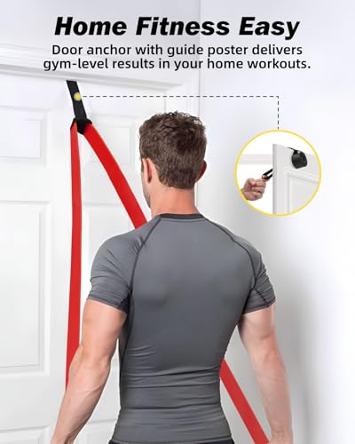 Zacro Resistance Bands Set with Door Anchor, Heavy Duty Pull Up Exercise Bands for Working Out, Muscle Power Strength Training, Physical Therapy, Home Fitness Gym Equipment for Men & Women