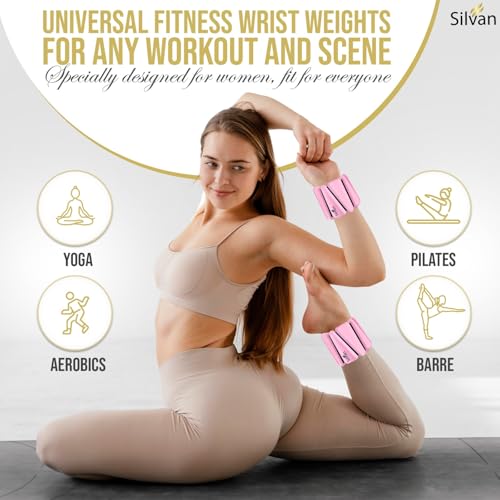 Adjustable Wrist & Ankle Weights for Women & Men, 2 Pieces, 1 lb Each (2 lbs Total), Weighted Bangles for Walking, Running, Yoga, Pilates, Barre, Cardio & Home Workouts
