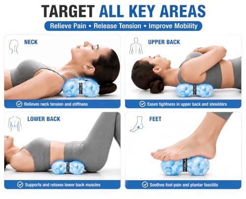 Double Lacrosse Massage Ball for Myofascial Release, Quality Certification, Massage Deep Tissue for Waist Back Feet, Trigger Point Therapy, Muscle Knots, Peanut Massage Ball for Muscle Pain