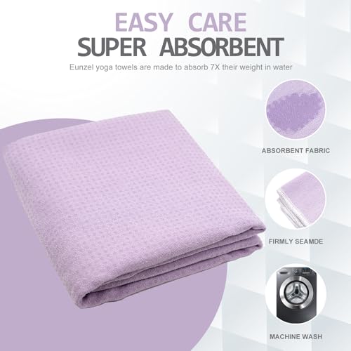 Eunzel Hot Yoga Towel - Microfiber Non Slip Yoga Mat Towel with Grip Dot Sweat Absorbent Towel for Hot Yoga, Pilates and Fitness 72" x 24", Taro Purple/White - color: Taro Purple/ White