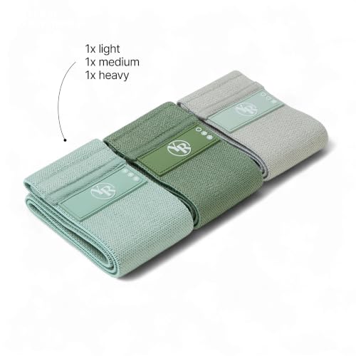 Fabric Booty Bands Set, 3 Resistance Levels for Pilates - color: Sage
