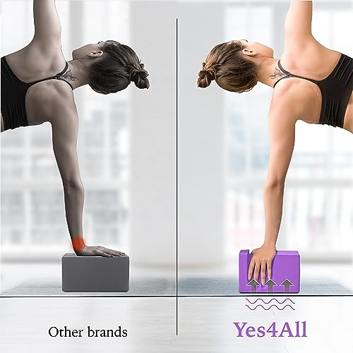 Yes4All Yoga Blocks 2 Pack Wrist Support, Comfort, and Grip Strength, Support for Balance Fitness and Exercise, EVA Foam Blocks Pilates Yoga Brick Yoga Accessories