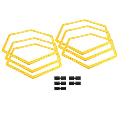 6Pcs Hexagon Agile Ring Set, Football Training Equipment, Hexagonal Step Ladder for Speed and Agility Drills, Bright Color PP Exercise Rings with Buckles for Sports