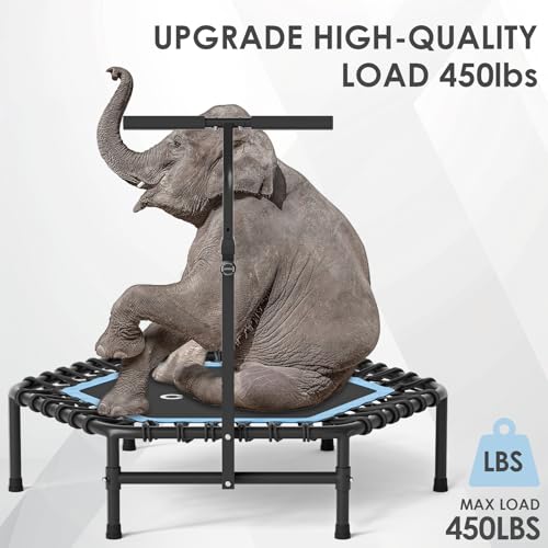45'' Rebounder Trampoline for Adults - Max Load 450lbs, Trampoline with Adjustable Foam Handle Indoor/Outdoor Fitness Body Exercise - color: Blue