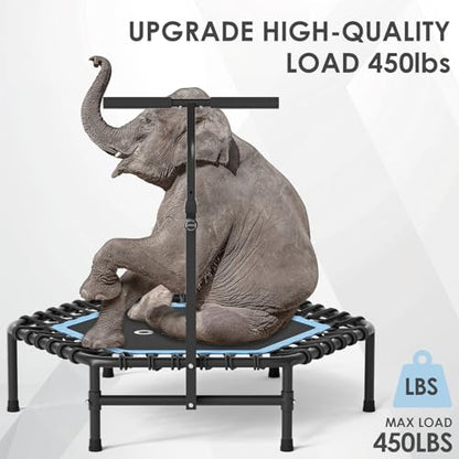 45'' Rebounder Trampoline for Adults - Max Load 450lbs, Trampoline with Adjustable Foam Handle Indoor/Outdoor Fitness Body Exercise - color: Blue