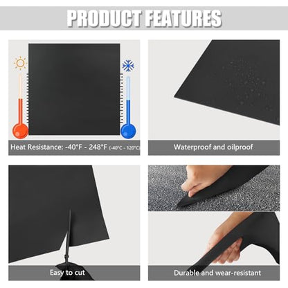Black Silicone Rubber Sheet, 60A Durometer Silicone Mat 1/16" x 12" x 12" - size: 12 x 12 x1/16”, style: Black, No Adhesive