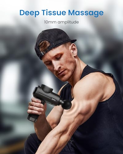 RENPHO Active+ Percussion Massage Gun, Fathers Day Dad Gifts, 5 Adjustable Speeds for Back, Neck, Muscle Recovery - App Controlled Guided Courses, Carry Case for Professional Athlete, Gym and Travel - color: Matte Black