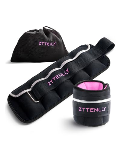 Adjustable Ankle Weights 1-5/10/15/20LBS Pair with Carry Bag - Breathable Fabrics, Reflective Trim - Strength Training Leg Wrist Arm Ankle Walking Weights Sets for Women Men Kids - color: Pink, size: 5-lb pair (2.5 lbs each)