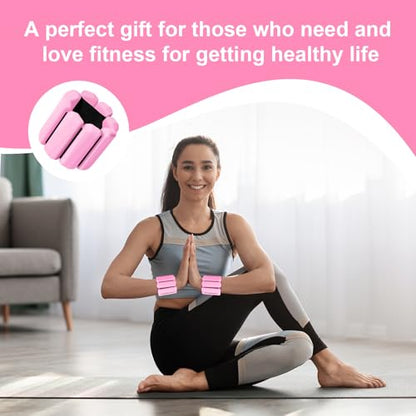 Wrist Weights Set of 2, Wearable Arm & Leg Weights for Women & Men, Adjustable Wrist Ankle Weights for Walking, Yoga, Swimming, Gym, 2lb - color: Pink1