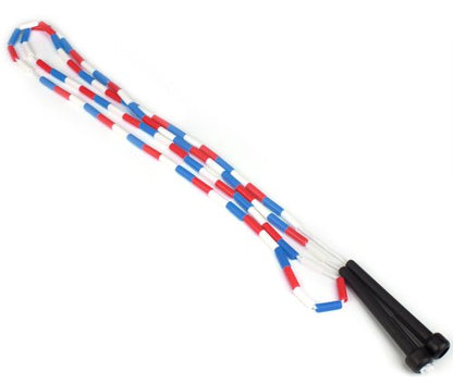 Jump Rope with Plastic Beaded Segmentation - color: Red/White/Blue