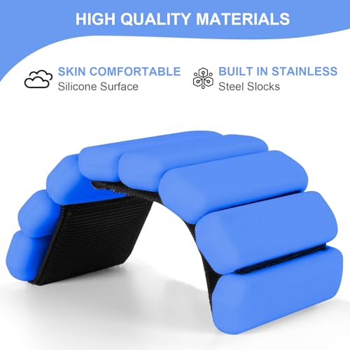 Wrist Weights Set of 2, Wearable Arm & Leg Weights for Women & Men, Adjustable Wrist Ankle Weights for Walking, Yoga, Swimming, Gym, 2lb - color: Blue