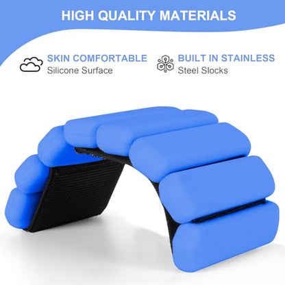 Wrist Weights Set of 2, Wearable Arm & Leg Weights for Women & Men, Adjustable Wrist Ankle Weights for Walking, Yoga, Swimming, Gym, 2lb - color: Blue
