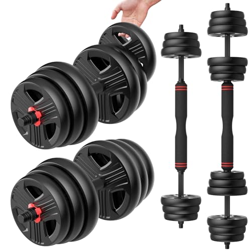 UKEEP Adjustable Dumbbells Set, 20/30/40/55/60/80lbs Free Weight Set with Connector, 2 or 3 in 1 Dumbbells Set Used as Barbell, Kettlebells, Fitness Exercises for Home Gym Suitable Men/Women - style: 80 lbs (40 lbs each)