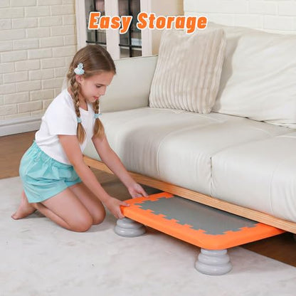 Mini Trampoline for Kids, 25 Inch Sensory Trampoline Bouncing Board with Non-Slip Base - color: Orange