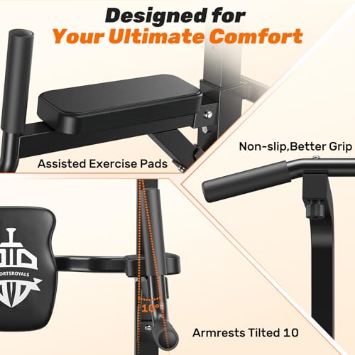 Sportsroyals Power Tower Pull Up Bar Station, 450LBS Stable Pull Up Dip Station for Home Gym Strength Training Equipment | FED Fitness - color: Black