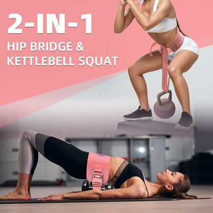 2-in-1 Hip Thrust Belt for Women & Men – Heavy Duty Glute Workout Equipment for Dumbbell, Kettlebell & Plate Exercises – Supports 300 lbs – Weighted Dip Belt for Home & Gym Workouts
