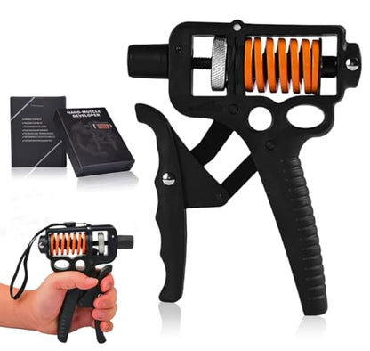 Adjustable 10–400 lb Grip Strength Trainer (Premium Adjustable Grip Strengthener for Forearm Training) Alloy Frame, Titanium-Plated Steel, TPR Non-Slip Handles (Orange)