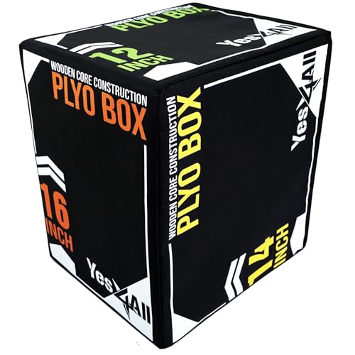 Yes4All 3-in-1 Soft-Padded Plyo Box With Wooden Core, Non-Slip Multi-Use Cushioned Plyometric Jump Box with Vinyl Cover for Jumping, Conditioning, Strength Training