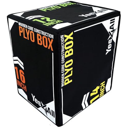 Yes4All 3-in-1 Soft-Padded Plyo Box With Wooden Core, Non-Slip Multi-Use Cushioned Plyometric Jump Box with Vinyl Cover for Jumping, Conditioning, Strength Training