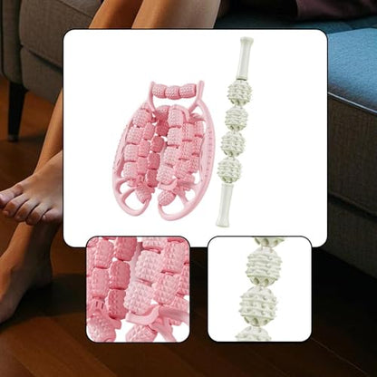 2 Pieces Muscle Roller Massage Tools for Legs and Neck, Pink