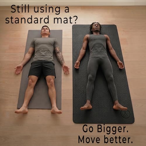 Extra Large Yoga Mat XL, Wide and Long, Extra Thick Non Slip Exercise Mat - color: Black, size: 6mm
