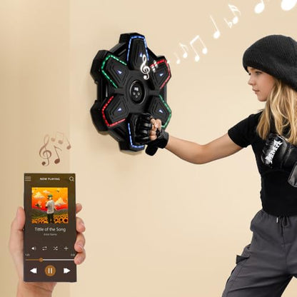 Bruce & Shark Music Boxing Game Machine, Rhythm LED Punching Pad for Home Workout Gym, Wall-Mount Punch Target for Kids & Adults, 9 Speeds